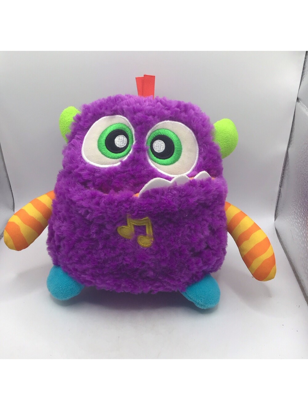 Fisher Price Plush Giggles and Growls Purple Monster 7" Stuffed Animal Toy Works